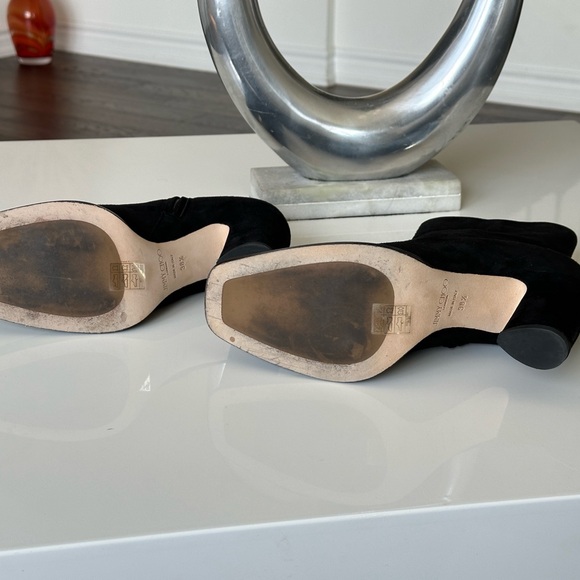 JIMMY CHOO Mavin 85 Crystal Stud Suede Ankle Boots Square Toe Booties Block Heel - Picture 6 of 7